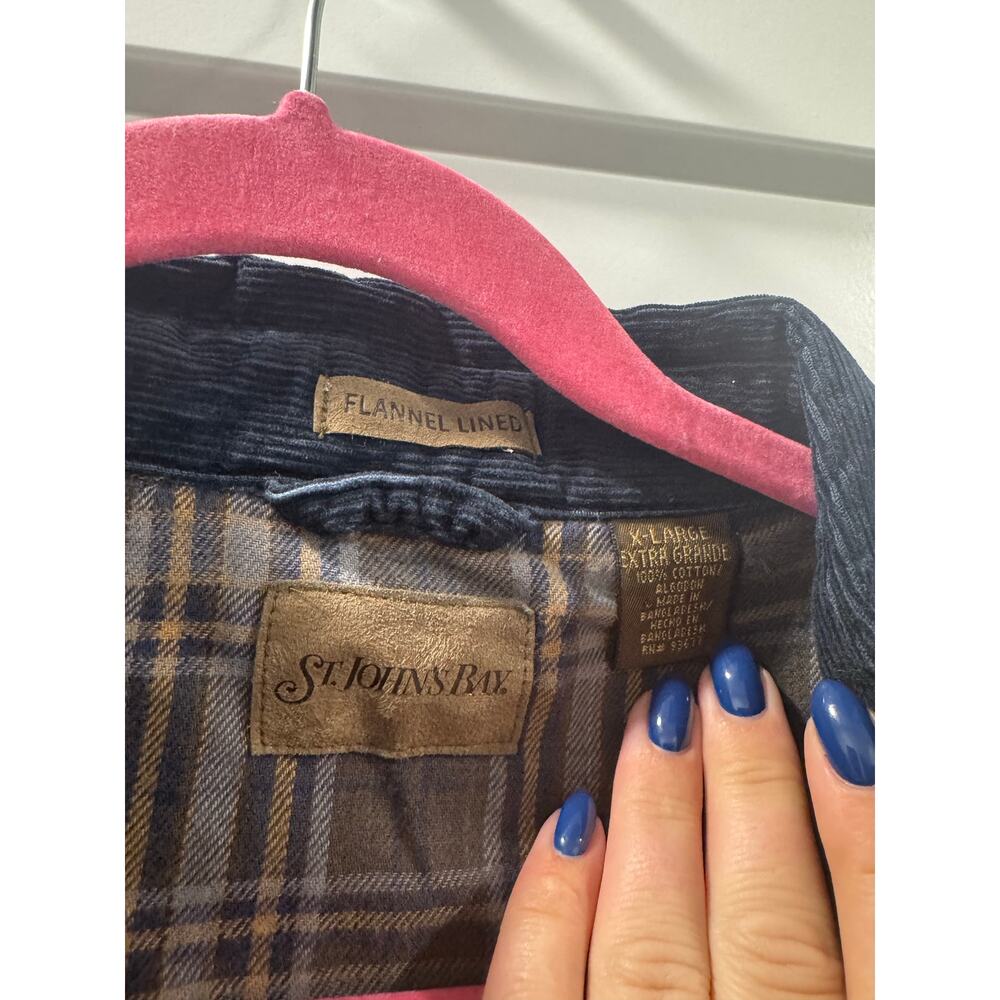 St Johns Bay Flannel Lined Navy Chore Barn Coat - Picture 4 of 10